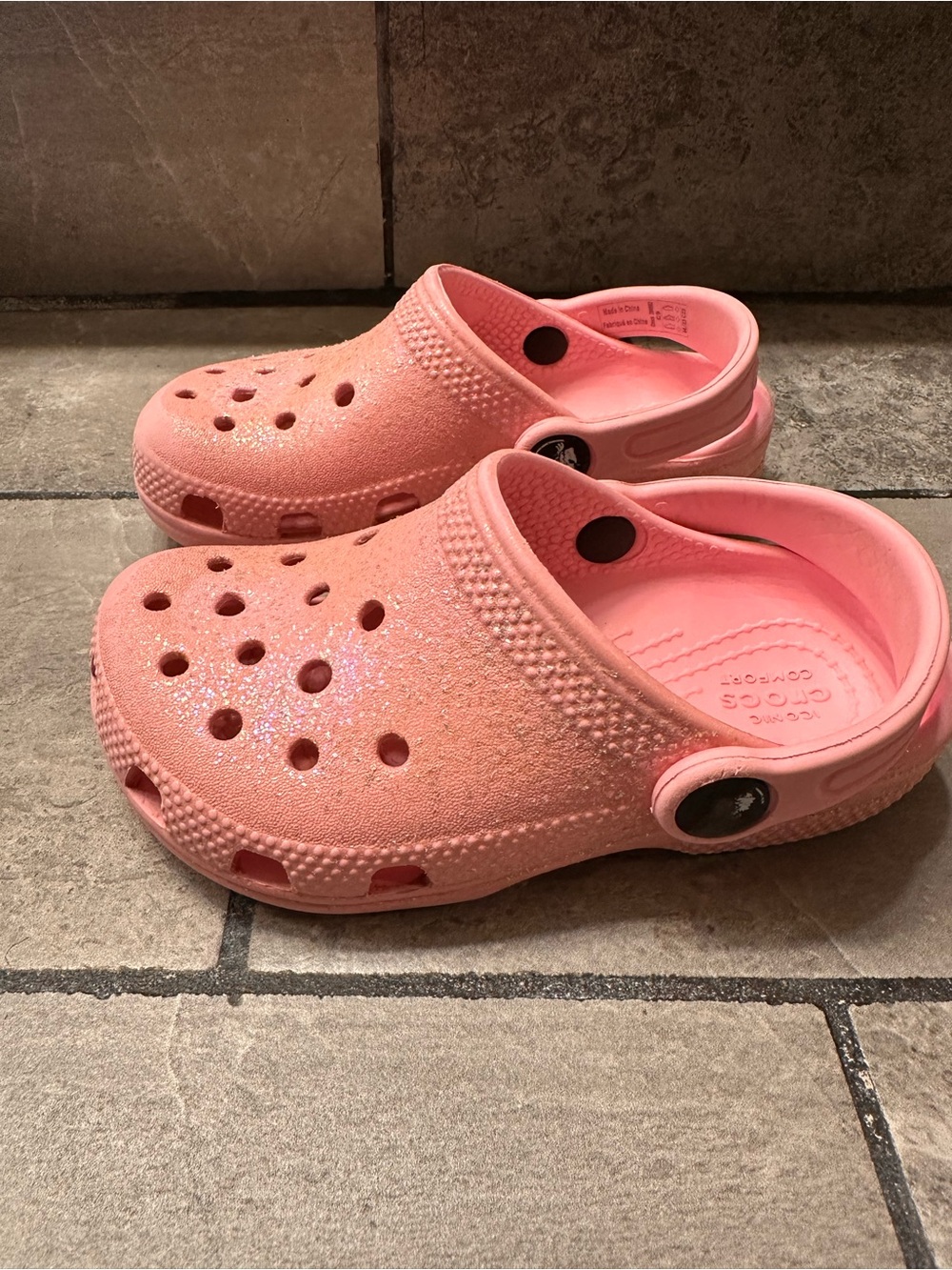 Kids Glitter Crocs-Style Clogs in Pink toddler 9 girls / C9